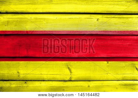 Flag Of Pasaje, Ecuador, Painted On Old Wood Plank Background