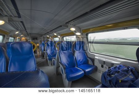 View of suspicious baggage on the train
