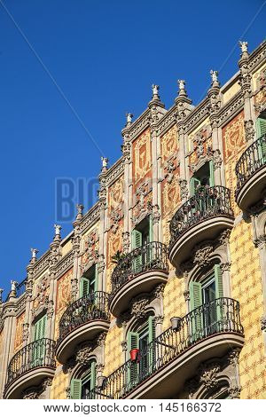 Modernism Building In Eixample District In Barcelona