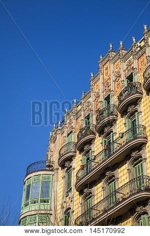 Modernism Building In Eixample District In Barcelona