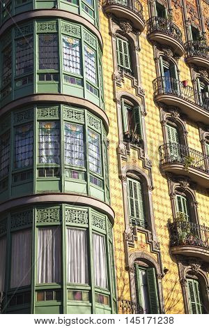 Modernism Building In Eixample District In Barcelona