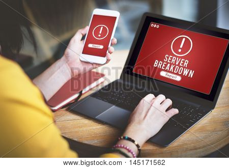 Server Breakdown Network Problem Technology Software Concept