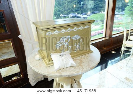 Closed Indian Box With Elphant Paint