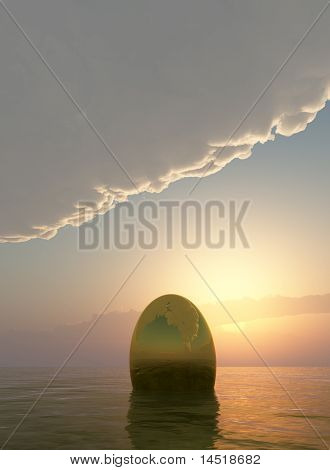 Ovo de ouro na água