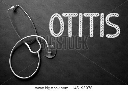 Medical Concept: Otitis Handwritten on Black Chalkboard. Black Chalkboard with Otitis - Medical Concept. 3D Rendering.