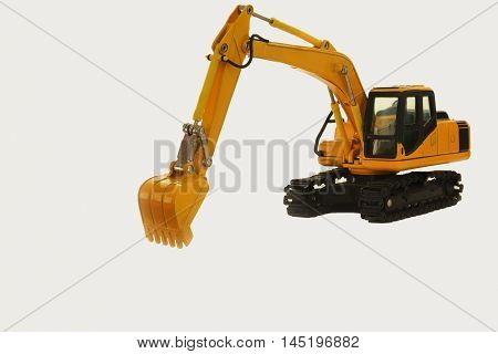 The Excavator backhoe model on white background
