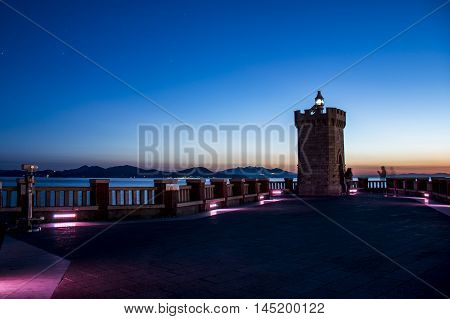 Piombino town in Livorno Tuscany by night