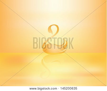 sunset in the sea and beautiful swan