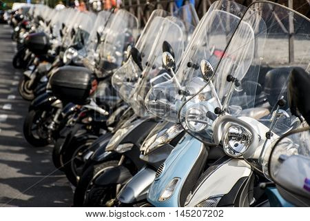 Scooter motorcycle parking in Florence Italy Italian Lifestyle
