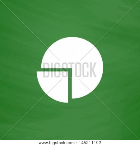 Pie chart. Flat Icon. Imitation draw with white chalk on green chalkboard. Flat Pictogram and School board background. Vector illustration symbol