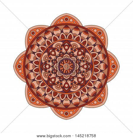 Round mandalas in vector. Graphic template for your design. Decorative retro ornament. Hand drawn background with flowers.