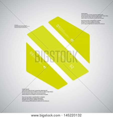 Hexagon Illustration Template Consists Of Three Green Parts On Light Background