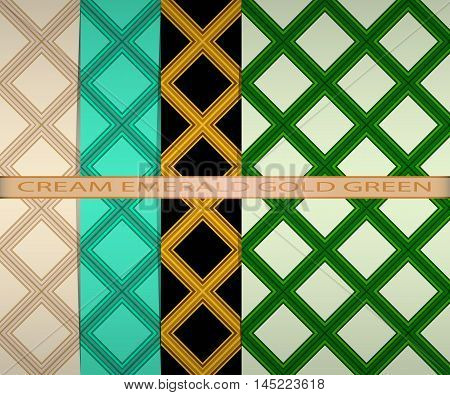 set colored square pattern. cream, emerald, gold, green. Vector illustration