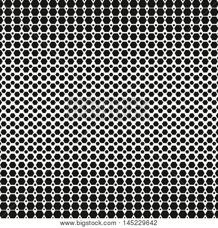 Vector modern tiles pattern. Abstract gradient pop art seamless monochrome background with hexagon.