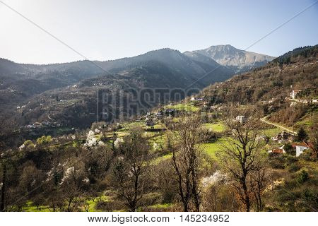Image of sliding village Ropoto after a landslide in Greece