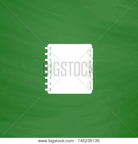 Organizer. Flat Icon. Imitation draw with white chalk on green chalkboard. Flat Pictogram and School board background. Vector illustration symbol