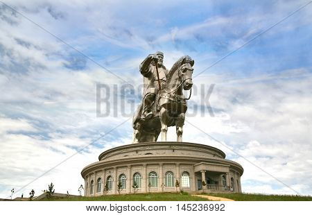 Ulaanbaatar Mongolia July 3 ,2016 : Genghis Khan Statue Complex is a 40-metre tall statue of Genghis Khan on horseback, at Tsonjin Boldogeast of the Mongolian capital Ulaanbaatar