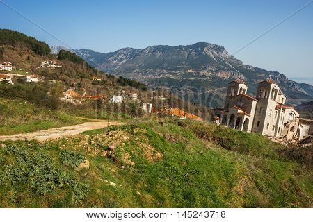 Sliding Village Ropoto After A Landslide In Greece