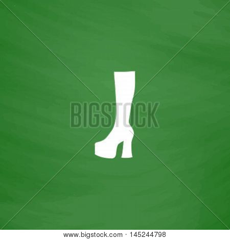 Chaussure woman. Flat Icon. Imitation draw with white chalk on green chalkboard. Flat Pictogram and School board background. Vector illustration symbol
