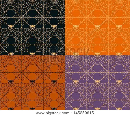Set of patterns for Halloween with spider and web