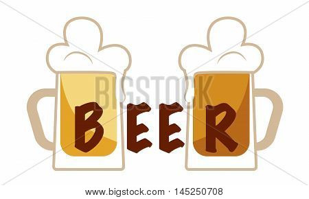 The inscription on the beer glasses with foam