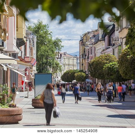 Plovdiv Bulgaria downtown pedestrian street