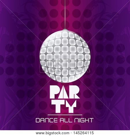disco sphere shiny party tipography celebration night card advertising icon. Colorful design. Vector illustration