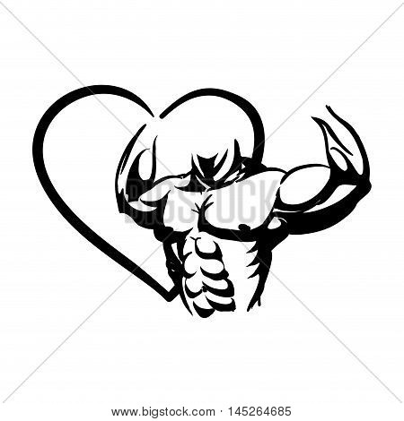 heart man muscle healthy lifestyle fitness gym bodybuilding icon. Flat and Isolated design. Vector illustration