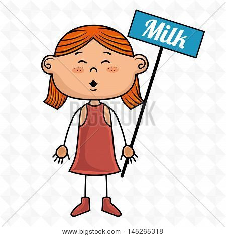 girl milk box drink vector illustration graphic