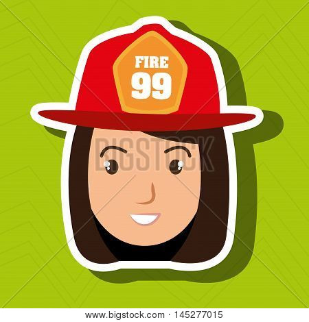 woman firewoman helmet icon vector illustration graphic