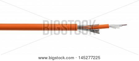 Fiber Optical Cable Detail Isolated On White