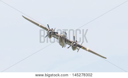 Leeuwarden, The Netherlands - June 10: Ww2 B-25 Mitchell Bomber In Dutch Markings During The Dutch A