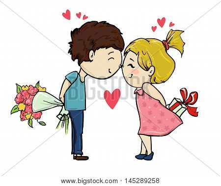 Cute card for Valentine's Day girl with boy love