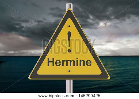 Hermine storm concept on the sign post 3D rendering