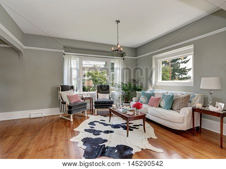 Elegant Gray Living Room With Nice Interior Design