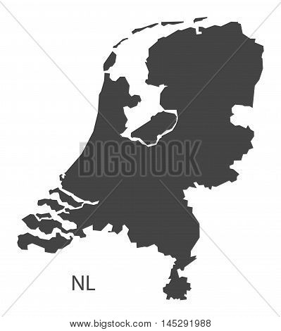 Netherlands map grey vector isolated high res