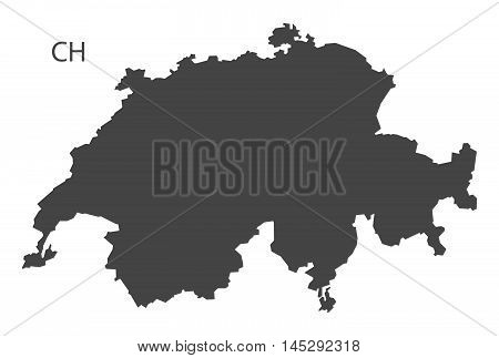 Switzerland map grey vector isolated high res