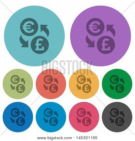Color Euro Pound exchange flat icon set on round background.