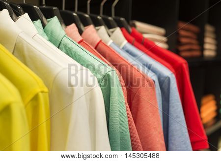 retail - clothes rail with colorful shirts