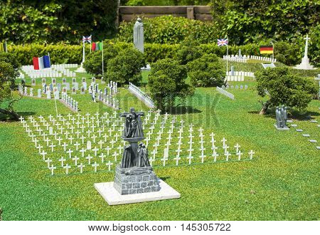 Brussels, Belgium - 13 May 2016: Miniatures At The Park Mini-europe - Reproductions Of Monuments In