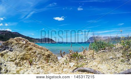 rocks by the sea in Capo Coda Cavallo Sardinia