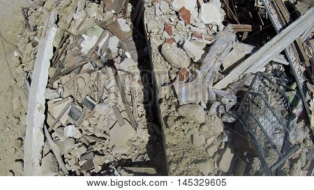 Earthquake Italy - Amatrice 24-08-2016: house totally collapsed