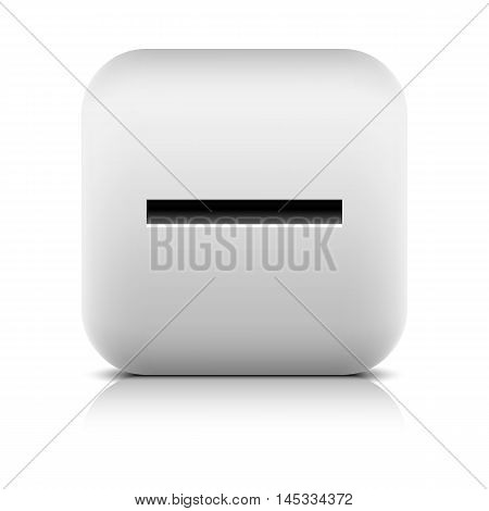Web icon with minus sign. Rounded square button with black shadow gray reflection on white background. Series in a stone style. Vector illustration clip-art design element in 8 eps
