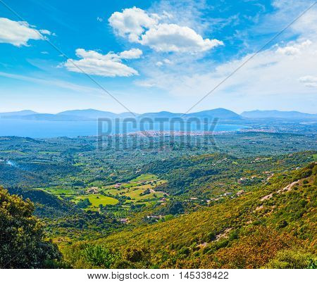 Alghero coastline seen from above in Sardinia
