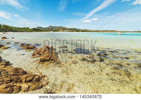 Lu Impostu beach on cloudy day Sardinia