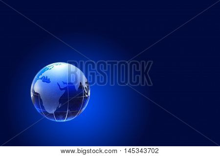 Glass globe on nice dark background with free space for text