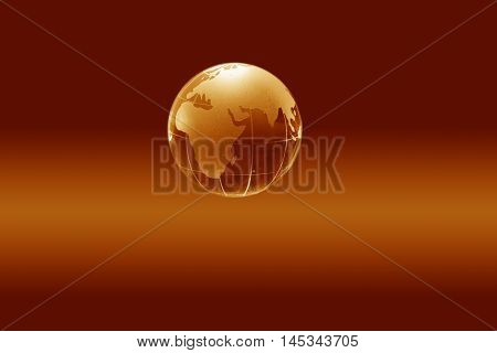 Glass globe on nice brown background with free space for text