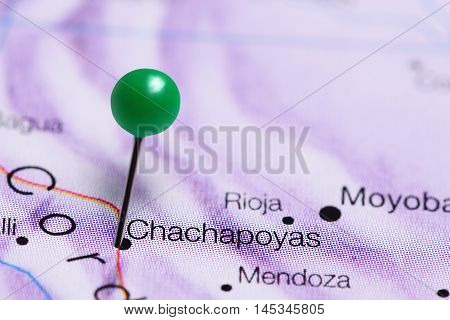 Chachapoyas pinned on a map of Peru