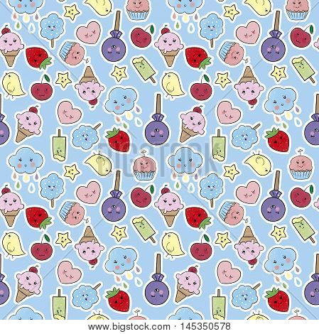 Seamless candy child pattern with cute doodles.
