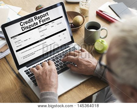 Credit Report Dispute Form Insurance Concept
